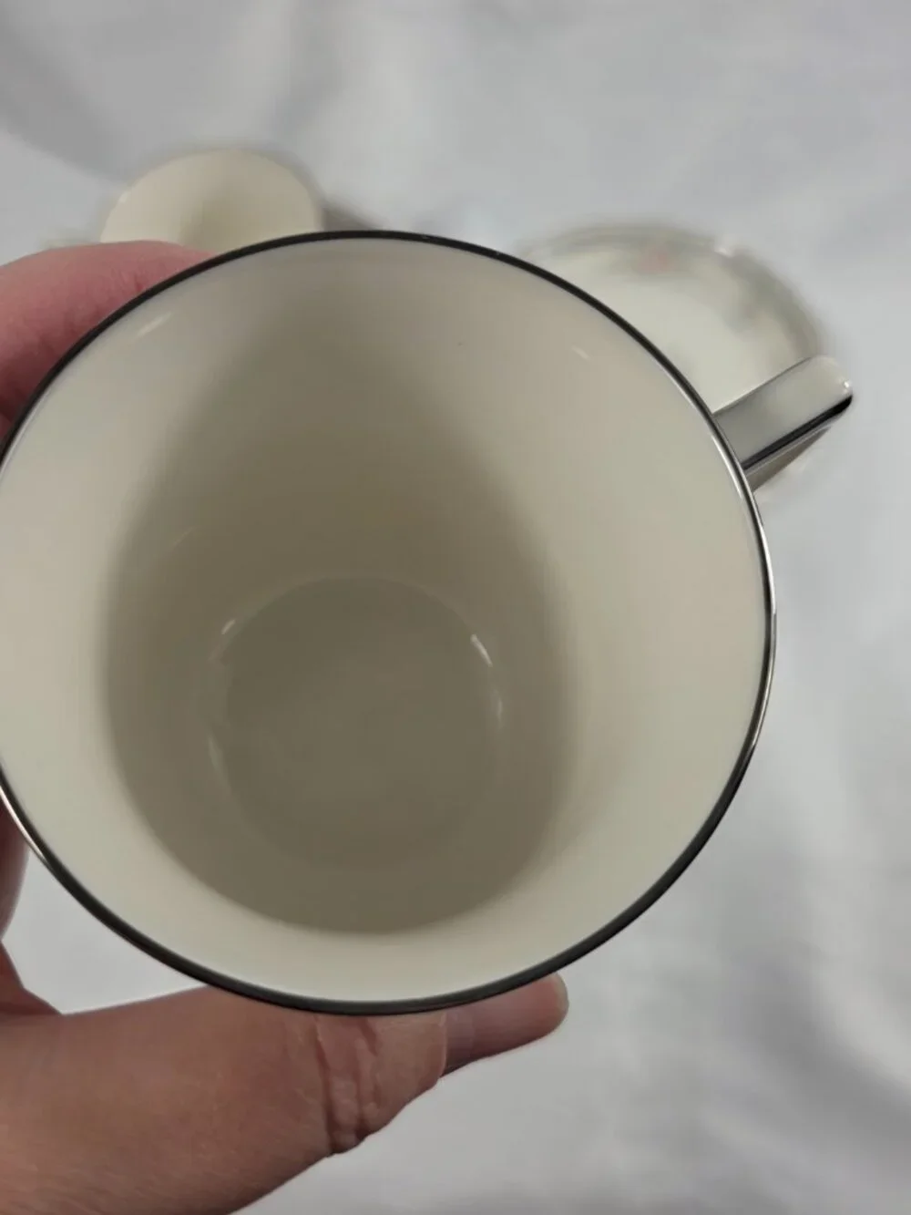 TWO Noritake Rothschild Cup & Saucer Sets Ivory Blue Band with Pink Flowers